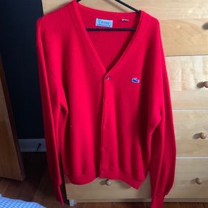 Red Lacoste cardigan